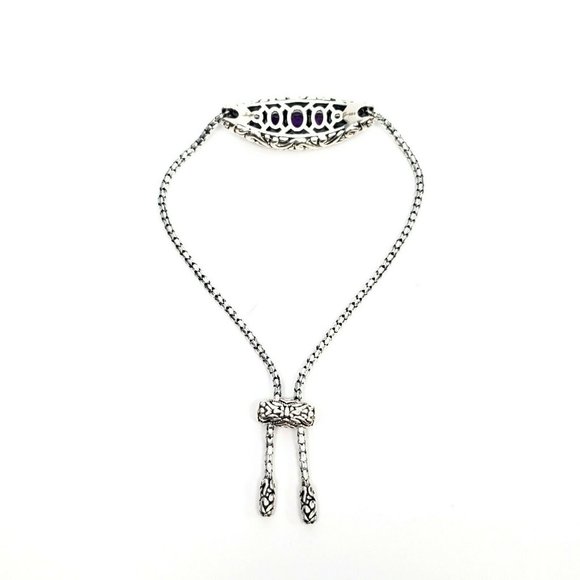 Samuel B Sterling Silver Amethyst Adjustable Slide Bracelet - Picture 2 of 11